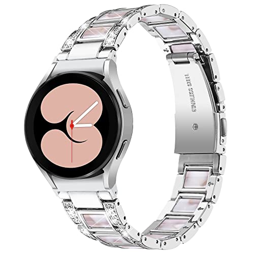 Galaxy Watch 4 Uhrenarmbänder, MVRYCE Edelstahl Strass Armband Harz Ersatzbänder Uhrenarmbänder kompatibel für Samsung Galaxy Watch 4 40mm 44mm/Watch 4 Classic 42mm 46mm (Y06) von MVRYCE