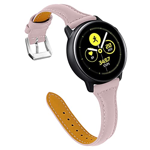 Gear S2 Ersatzband, MVRYCE 5,5"-8,0" Ersatz-Echtlederband 20mm Slim Sport Armband Kompatibel mit Galaxy Watch 3 41mm /Galaxy Watch 42mm /Active 40mm /Active2 40mm 44mm /Gear S2 (A07) von MVRYCE