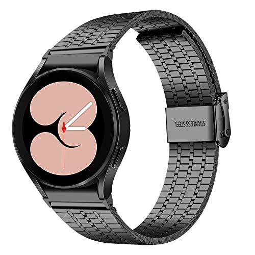 Lederband für Galaxy Watch 4 Classic 46 mm, MVRYCE Edelstahl Verstellbares Armband Ersatz Uhrenarmband Metall Uhrenarmband für Samsung Galaxy Watch 4 40mm 44mm/Watch 4 Classic 42mm (Y02) von MVRYCE