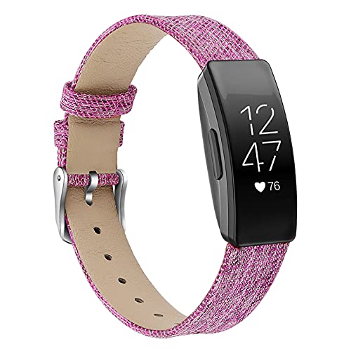 Lederband für Inspire HR, MVRYCE Stilvolles Echtleder Ersatzband Canvas Woven Verstellbares Armband Zubehörband Kompatibel mit Inspire/Inspire HR/ACE 2 (Small Size 5.5"-6.7",A05) von MVRYCE