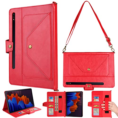 MVRYCE Galaxy Tab S8 Hülle 11 Zoll 5G 2022, PU Leder Flip Stand Cover mit Stifthalter, Auto Wake/Sleep, Kartenfächer, Schultergurt Kompatibel mit Samsung Tab S8 Plus/SM-X700/X706 (Y05) von MVRYCE