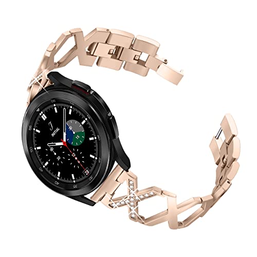 MVRYCE Gear S3 Armband, X-Shape Ausgehöhltes Edelstahlarmband 22mm Bling Strass Ersatzarmband Kompatibel mit Galaxy Watch 3 45mm/Galaxy Watch 46mm/Gear S3 Classic/Frontier (Y03) von MVRYCE