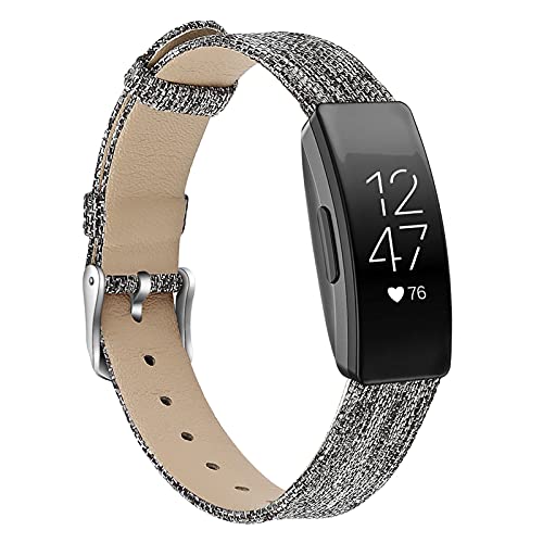 MVRYCE Inspire Smart Armband, Stilvolles Echtleder Ersatzband Canvas Woven Verstellbares Armband Zubehörband Kompatibel mit Inspire/Inspire HR/ACE 2 (Large Size 6.7"-8.1",A02) von MVRYCE