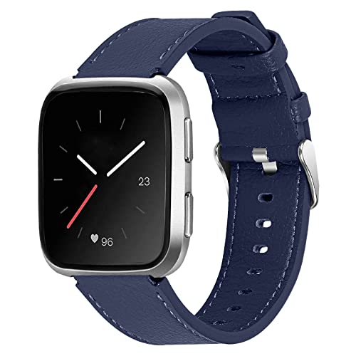 MVRYCE Versa Lite Uhrenarmband, Weiches Echtleder Ersatzarmband Atmungsaktiv Leichtes Sportarmband Verstellbares Armband Kompatibel für Versa/Versa 2/Versa Lite Smart Watch (Blau) von MVRYCE