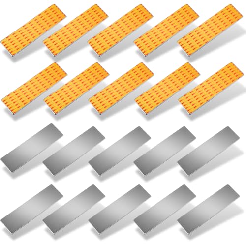 [20 Stück] Neodym Magnete N52 Selbstklebend 40x12x1mm 3,3Kg Stark Klebemagnete Magnetplättchen Magnet Quader 1mm Flach Quadermagnet 40mm von MVT Magnete