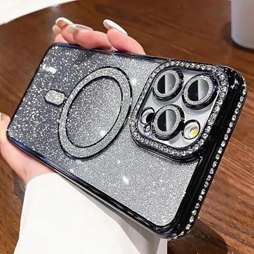 MVVKKY Für iPhone 11 ProMax Luxus-Handyhülle zum kabellosen Laden, weiche Stoßstange, Glitzer-Cover (für iPhone 11 ProMax/schwarz) von MVVKKY