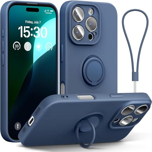 MVVKKY Für iPhone 11 Promax Hülle Handkette Magnetringhalter Stoßfeste Flüssigsilikonhülle (Für iPhone 11 Promax/BaoLan) von MVVKKY