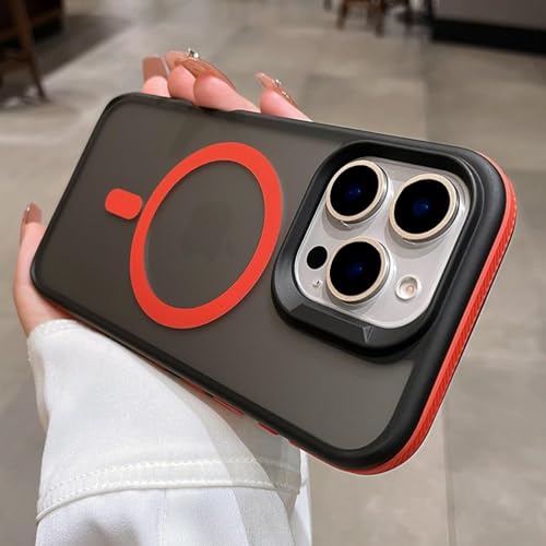 MVVKKY Für iPhone 12, zweifarbige, durchscheinende Hülle, rutschfeste magnetische Ladeabdeckung aus hartem Acryl (für iPhone 12/Rot) von MVVKKY