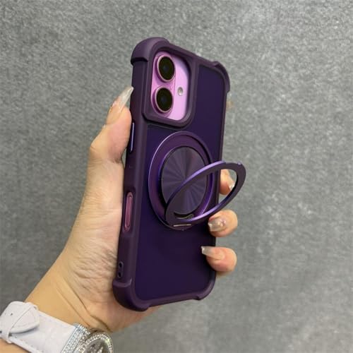 MVVKKY Für iPhone 12 Armor Matte Transparent Airbag Case Halterungsabdeckung mit Handschlaufe (Für iPhone 12/Lila Danke) von MVVKKY