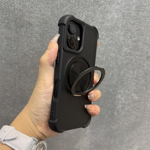 MVVKKY Für iPhone 12 Pro Armor Matte Transparent Airbag Case Halterungsabdeckung mit Handschlaufe (Für iPhone 12 Pro/Black Danke) von MVVKKY