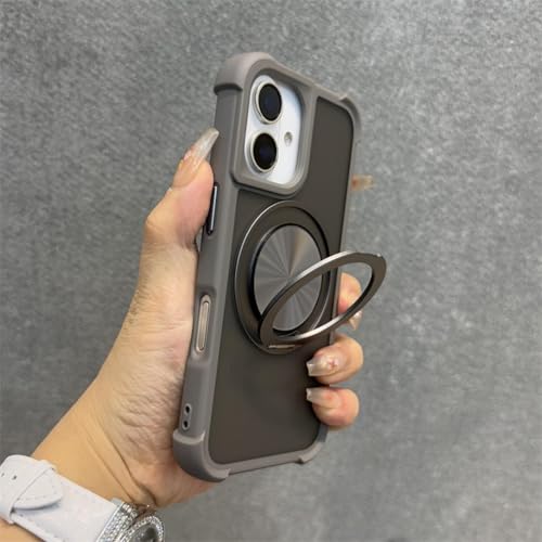 MVVKKY Für iPhone 12 ProMax Armor Matte Transparent Airbag Case Halterungsabdeckung mit Handschlaufe (Für iPhone 12 ProMax/Gray Danke) von MVVKKY