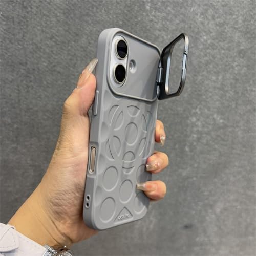 MVVKKY Für iPhone 12 ProMax Fold Kameraschutz Objektivhalterung Hülle Handschlaufe Silikon Stoßfeste Abdeckung (Für iPhone 12 ProMax/Grau Danke) von MVVKKY