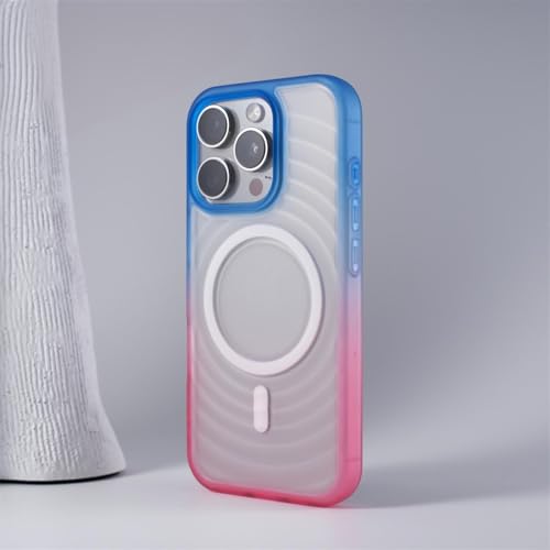 MVVKKY Für iPhone 12 Water Ripple Case Magnetische Hüllen Luxuriöse Farbverlaufsabdeckung (Für iPhone 12/BlauPink) von MVVKKY