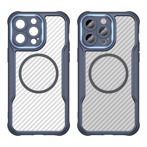 MVVKKY Für iPhone 13 Carbonfaser-Hülle 3in1 Armor Matte Transpatent Stoßfeste Abdeckung (Für iPhone 13/Blau) von MVVKKY