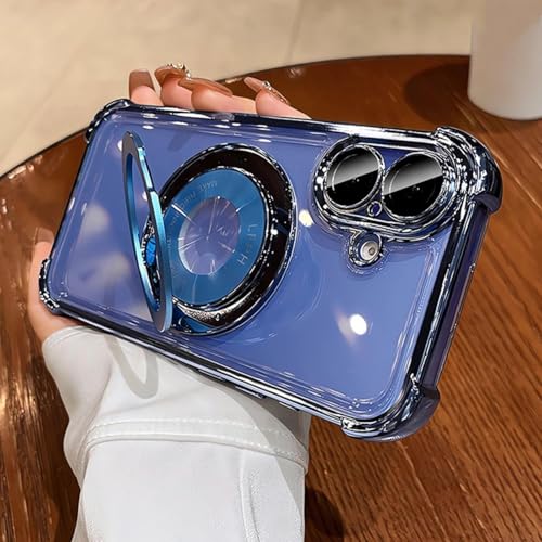 MVVKKY Für iPhone 13 Pro Luxus-Hülle mit kabelloser Laderinghalterung, transparente magnetische Airbag-Abdeckung (für iPhone 13 Pro/PeakBlue) von MVVKKY