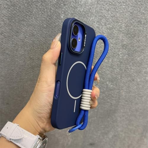 MVVKKY Für iPhone 14 Plus Hülle, Schlanke, Matte Metall-Kamera-Handschlaufenabdeckung (Für iPhone 14 Plus/Blau GS) von MVVKKY