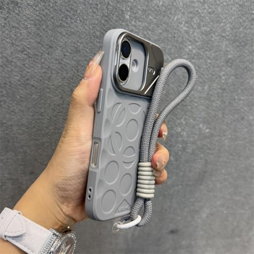 MVVKKY Für iPhone 14 Pro Fold Kameraschutz Objektivhalterung Hülle Handschlaufe Silikon Stoßfeste Abdeckung (Für iPhone 14 Pro/Grau GS) von MVVKKY