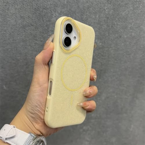 MVVKKY Für iPhone 14 Pro Hülle, luxuriöse Glitzer-PC-Hülle für kabelloses Laden, Handschlaufe (für iPhone 14 Pro/Yellow Danke) von MVVKKY