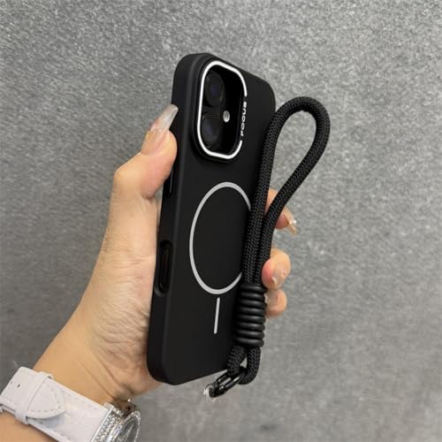 MVVKKY Für iPhone 14 ProMax Hülle, Schlanke, Matte Metall-Kamera-Handschlaufenabdeckung (Für iPhone 14 ProMax/Schwarz GS) von MVVKKY