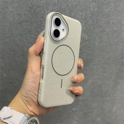 MVVKKY Für iPhone 14 ProMax Hülle, luxuriöse Glitzer-PC-Hülle mit kabelloser Ladehülle, Handschlaufe (für iPhone 14 ProMax/White Danke) von MVVKKY