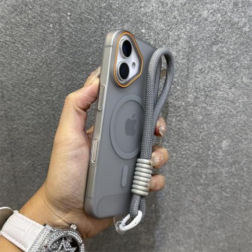 MVVKKY Für iPhone 14 ProMax-Hüllen, matt, magnetisch, kabelloses Laden, Handgelenksschlaufe (für iPhone 14 ProMax/Grau GS) von MVVKKY
