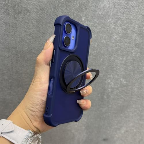 MVVKKY Für iPhone 15 Armor Matte Transparent Airbag Case Halterungsabdeckung mit Handschlaufe (Für iPhone 15/Blue Danke) von MVVKKY