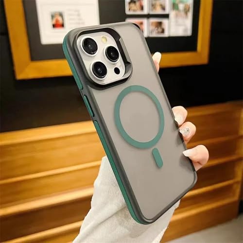 MVVKKY Für iPhone 16 Pro Bicolor Translucency Case Harte rutschfeste magnetische Ladeabdeckung aus Acryl (Für iPhone 16 Pro/Grün) von MVVKKY