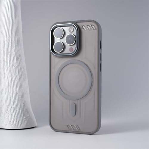 MVVKKY Für iPhone 16 ProMax Wireless Charge Magnethülle Desert Gold Matte Harte PC-Abdeckung (Für iPhone 16 ProMax/Grau) von MVVKKY