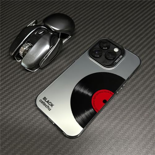 MVVKKY Hülle für iPhone 11 12 12pro 13promax 14pro 15 15pro 15promax Vinyl-Schallplatten-Anti-Drop-Handyhülle, Moonlight Black, für iPhone 13ProMax von MVVKKY