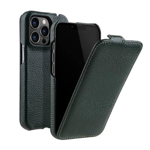 MVVKKY Leder-Handyhülle für iPhone 14 Pro Max 13 12 11 15 Plus 13Mini Ultra Flip Cover, grün, für iPhone 12 von MVVKKY
