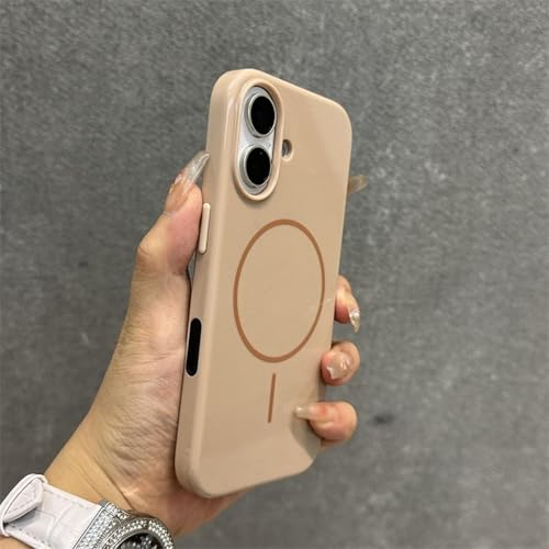 MVVKKY Schutzhülle für iPhone 16 Pro, glänzend, PC, kabelloses Laden, Handschlaufe (für iPhone 16 Pro/Gold Danke) von MVVKKY