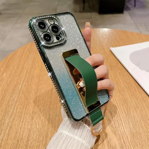 MVVKKY für iPhone 14 ProMax Gradient Luxury Case Handschlaufe Fingerring Unsichtbare Halterung (für iPhone 14 ProMax/Schwarz JBSF) von MVVKKY