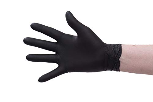 MW Nitril-Handschuhe 100 Stück in Spender-Box - puderfrei, nicht steril, beidseitig tragbar - Schwarz (L) von MW