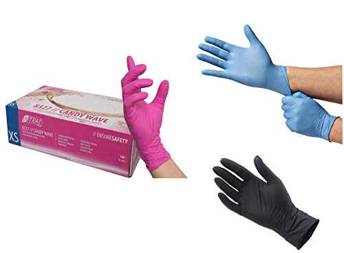 Nitril-Handschuhe 100 Stück in Spender-Box – puderfrei, Nicht steril, beidseitig tragbar - Magenta (S) von MW
