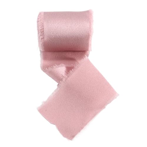 4/6 Stück 5 Yards Bänder mit ausgefransten Kanten, Satin, handgefertigt, glattes, weiches Band for Hochzeitseinladungen, Blumensträuße, Geburtstagsfeiern, DIY-Dekoration FüR Handwerk(Pink,6pcs) von MWAHJU