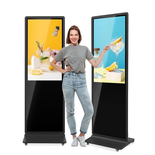 MWE 43 Zoll Touchscreen Digitaler Kundenstopper mit 4 Rollen, Werbedisplay Digital, LCD Digital Signage Display, Geeignet für Einzelhandelsgeschäft, Restaurant, Einkaufszentrum und Gewerbezentrum von MWE
