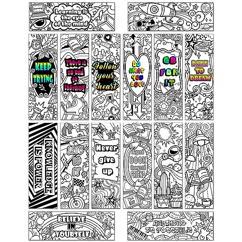 MWOOT 32 Stücke Färbung Lesezeichen Papier Coloring Bookmarks,Inspirierende Book Marks Seitenmarker für Schulbürobedarf,Kreativ DIY Lesezeichen für Kinder Jungen und Mädchen Geschenke(16 Stile,15x5cm) von MWOOT
