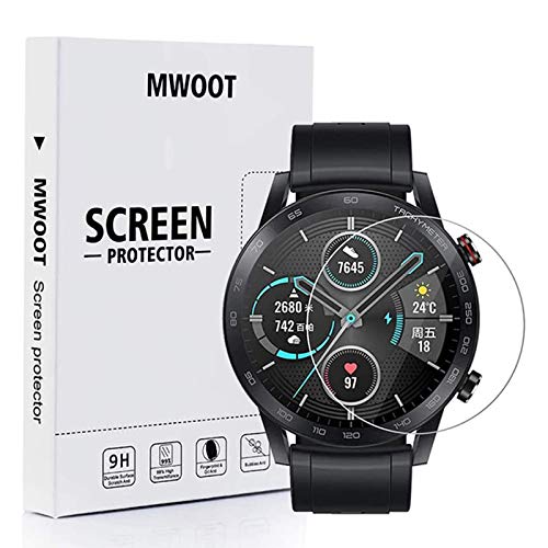 MWOOT 4 Stück Tempered Glass Schutzfolie Kompatibel mit Honor Magic Watch 2 46MM und Huawei Watch GT2 46MM, 9H Härte Kratzfest Schutzglas für Displayschutz von MWOOT