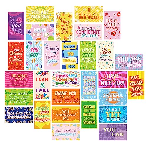 MWOOT 90 Pcs Motivations Zitat Notizkarten, Ermutigungs Grußkarten für Schule Arbeitsplatz Geschenke, Mini Kindness Business Cards für Studenten, Lehrer, Kollegen (30 Styles) von MWOOT