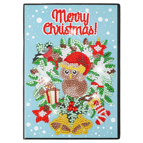 MWOOT Weihnachts Diamant Malerei A5 Notizbuch, DIY 5D Christmas Diamond Art Painting Leder Skizzenbuch, Strass Malerei Blanko Papier Notizblock Malen nach Zahlen für Journal Schule Büro Geschenk MWOOT Weihnachts Diamant Malerei A5 Notizbuch, DIY 5D Christmas Diamond Art Painting Leder Skizzenbuch, Strass Malerei Blanko Papier Notizblock Malen nach Zahlen für Journal Schule Büro Geschenk von MWOOT