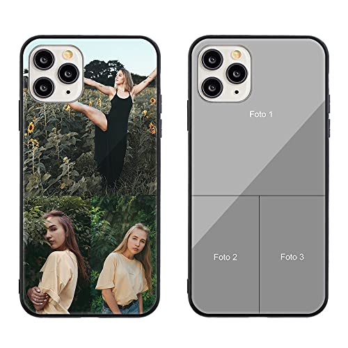 MXCUSTOM Personalisierte Handyhülle für Apple iPhone 11 Pro, Benutzerdefiniert Kratzfest Gehärtetes Glas Weicher Stoßfänger Hülle mit Eigenem Fotocollage Bild Individuelle Schutzhülle (GHS-TMP048) von MXCUSTOM