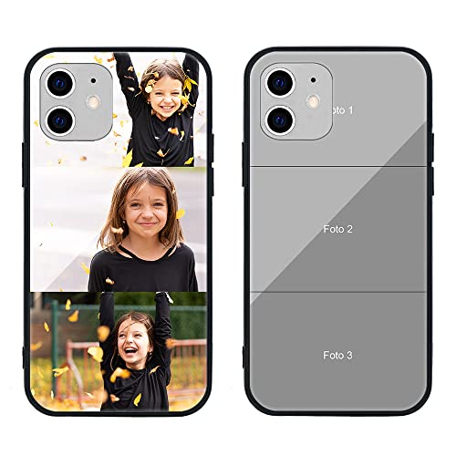 MXCUSTOM Personalisierte Handyhülle für Apple iPhone 12 Mini, Benutzerdefiniert Kratzfest Gehärtetes Glas Weicher Stoßfänger Hülle mit Eigenem Fotocollage Bild Individuelle Schutzhülle (GHS-TMP043) von MXCUSTOM