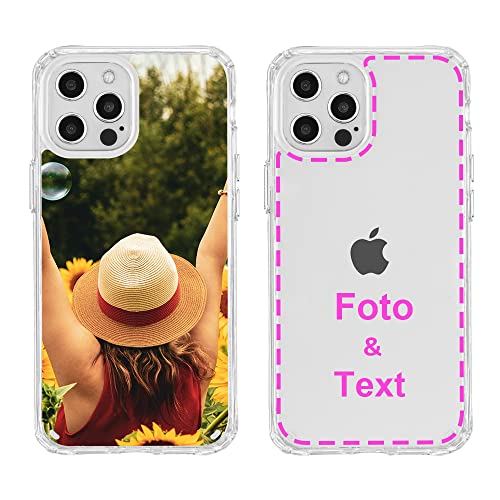 MXCUSTOM Personalisierte Handyhülle für Apple iPhone 12 Pro Max, Benutzerdefiniert Hülle mit Eigenem Foto Bild Text Individuelle Schutzhülle [Weicher Stoßfänger + Harter Rückseite] (CHT-CR-P1A) von MXCUSTOM