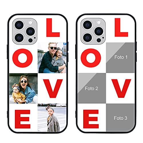 MXCUSTOM Personalisierte Handyhülle für Apple iPhone 12 Pro Max, Benutzerdefiniert kratzfest Gehärtetes Glas Weicher Stoßfänger Hülle mit Eigenem Fotocollage Bild Individuelle Schutzhülle (GHS-TMP033) von MXCUSTOM