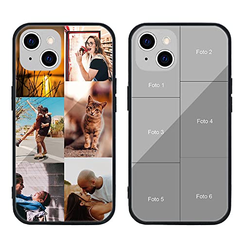 MXCUSTOM Personalisierte Handyhülle für Apple iPhone 13, Benutzerdefiniert Kratzfest Gehärtetes Glas Weicher Stoßfänger Hülle mit Eigenem Foto Bild Text Individuelle Schutzhülle (GHS-TMP042) von MXCUSTOM