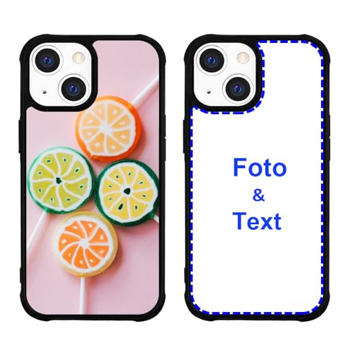 MXCUSTOM Personalisierte Handyhülle für Apple iPhone 13 Mini, Benutzerdefiniert Hülle mit Eigenem Foto Bild Text Individuelle Schutzhülle [Schwarz Weicher Stoßfänger+Harter Rückseite] (PHT-BK-P1) von MXCUSTOM