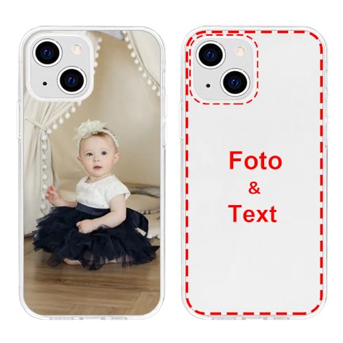 MXCUSTOM Personalisierte Handyhülle für Apple iPhone 13 Mini, Benutzerdefiniert Hülle mit Eigenem Foto Bild Text Individuelle Schutzhülle [Transparente Weiche TPU Dünn Stoßfest] (FXT-CR-P1) von MXCUSTOM