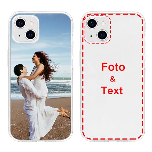 MXCUSTOM Personalisierte Handyhülle für Apple iPhone 14, Benutzerdefiniert Hülle mit Eigenem Foto Bild Text Individuelle Schutzhülle [Transparente Weiche TPU Dünn Stoßfest] (FXT-CR-P1) von MXCUSTOM