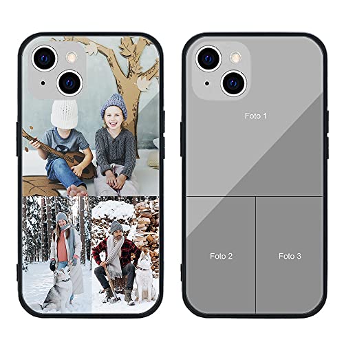 MXCUSTOM Personalisierte Handyhülle für Apple iPhone 14, Benutzerdefiniert Kratzfest Gehärtetes Glas Weicher Stoßfänger Hülle mit Eigenem Foto Bild Text Individuelle Schutzhülle (GHS-TMP048) von MXCUSTOM