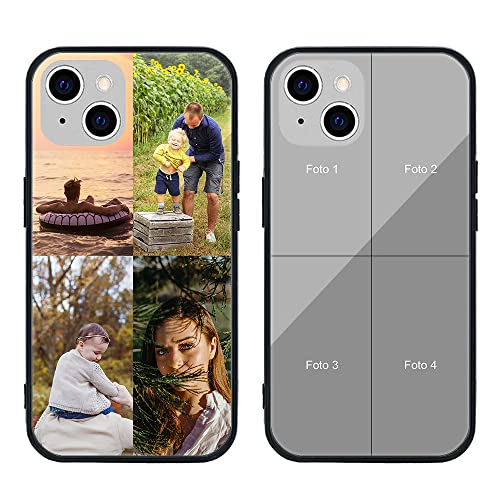 MXCUSTOM Personalisierte Handyhülle für Apple iPhone 14, Benutzerdefiniert Kratzfest Gehärtetes Glas Weicher Stoßfänger Hülle mit Eigenem Foto Bild Text Individuelle Schutzhülle (GHS-TMP049) von MXCUSTOM